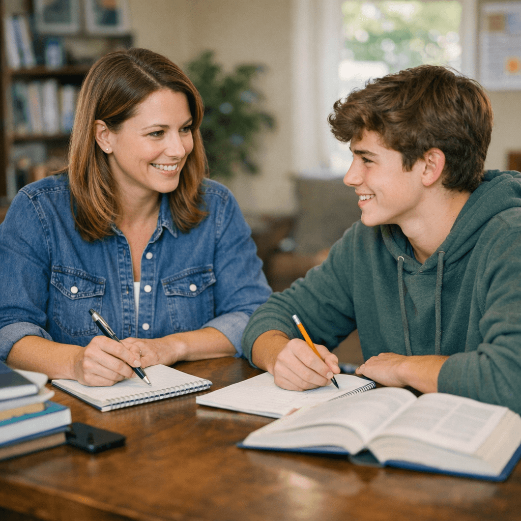 Independent tutor using TutorTab invoicing and scheduling software on her laptop